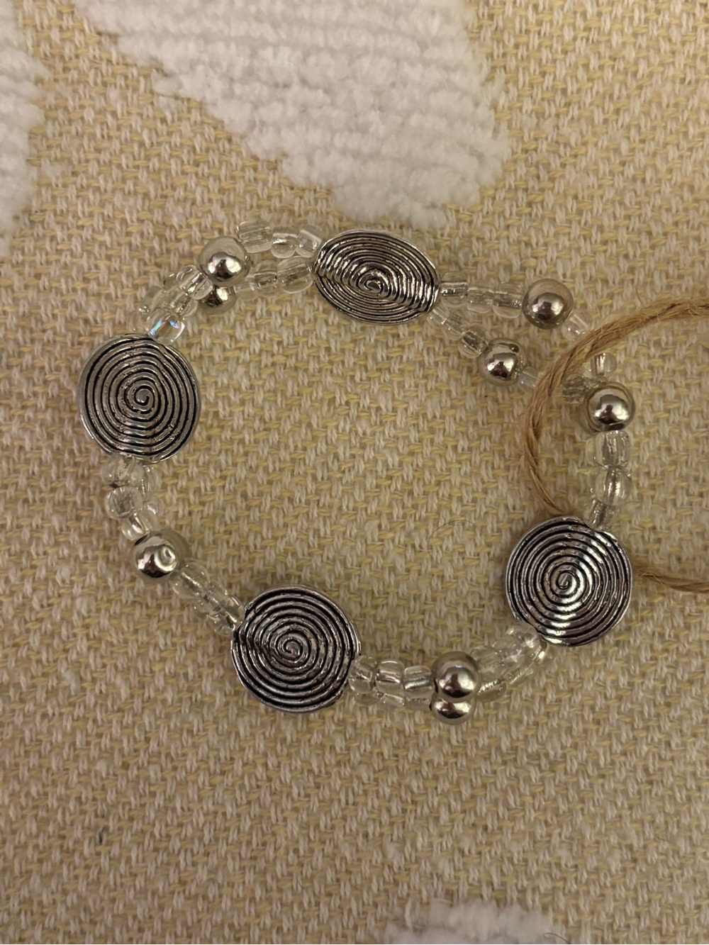Clear & Silver Spiral Beaded Bracelet